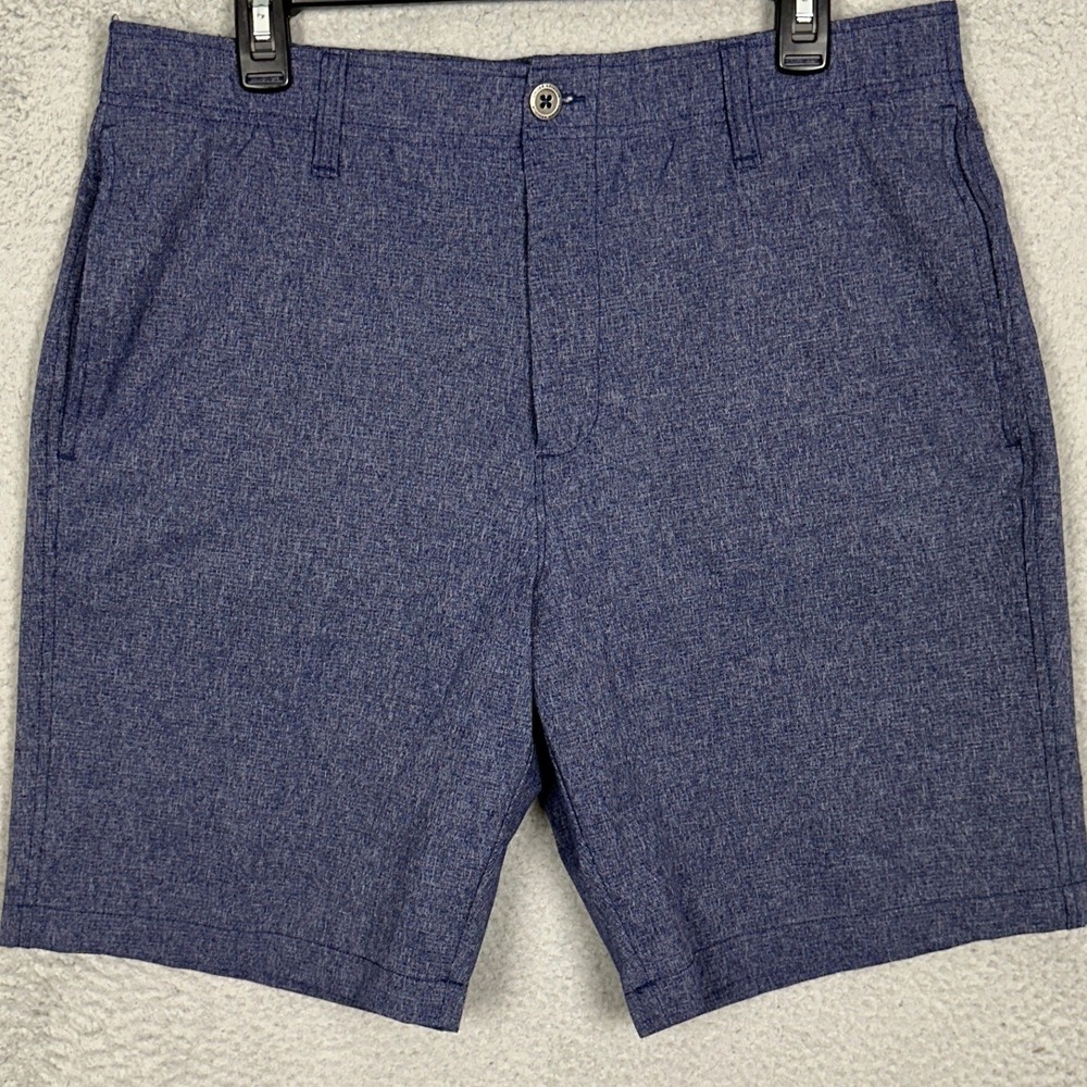 Under Armour Golf Shorts Mens 36 Performance Blue Heathered Chino Flat Front EUC